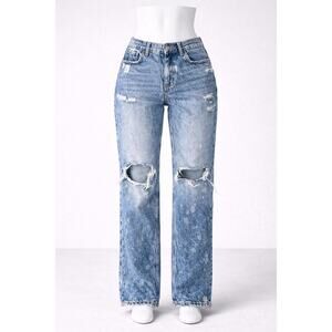 Arizona Jean Co Women’s Curvy Skater Jeans Acid Wash Distressed Size 9 baggy